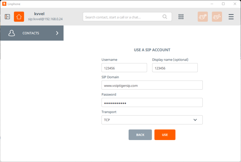 How to configure LINPHONE - VoipTiger